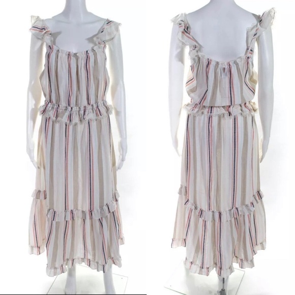 Misa Los Angeles Dress Idonia Maxi Lace Chambray Striped Dress Size M - Picture 9 of 9